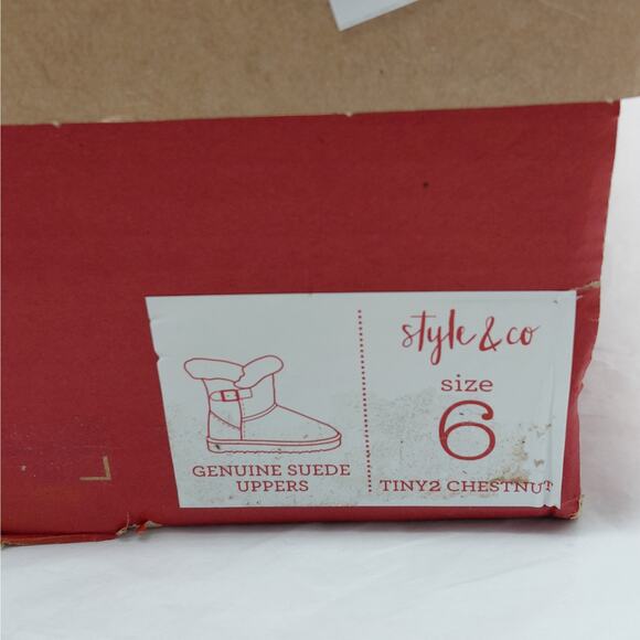 Style & Co Womens Ankle Boots Size 6 Tiny2 Chestnut Suede Faux Fur Shearling NIB - Picture 14 of 14